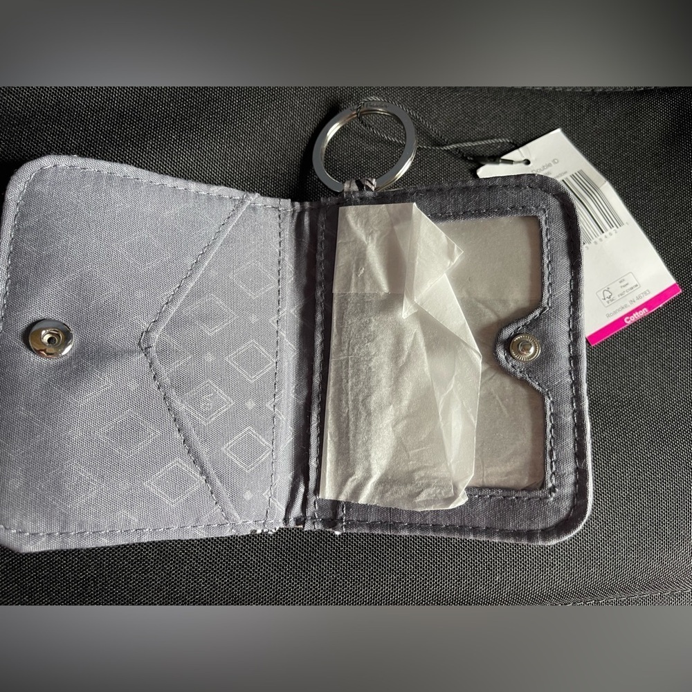 Vera Bradley Gray and White Compact ID Case - Picture 3 of 4